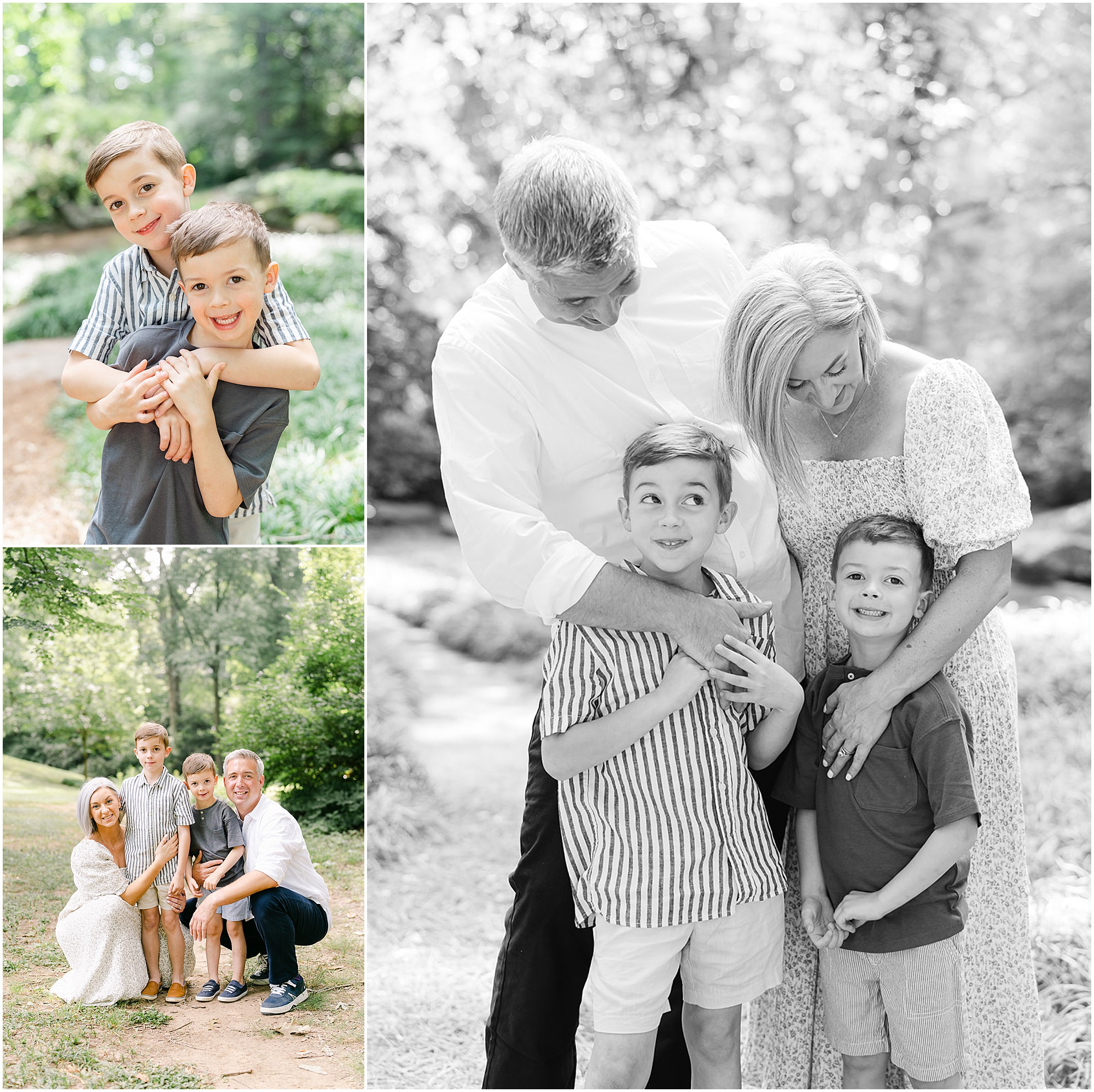 Portraits of a family with two young son at Winn Park in Atlanta.