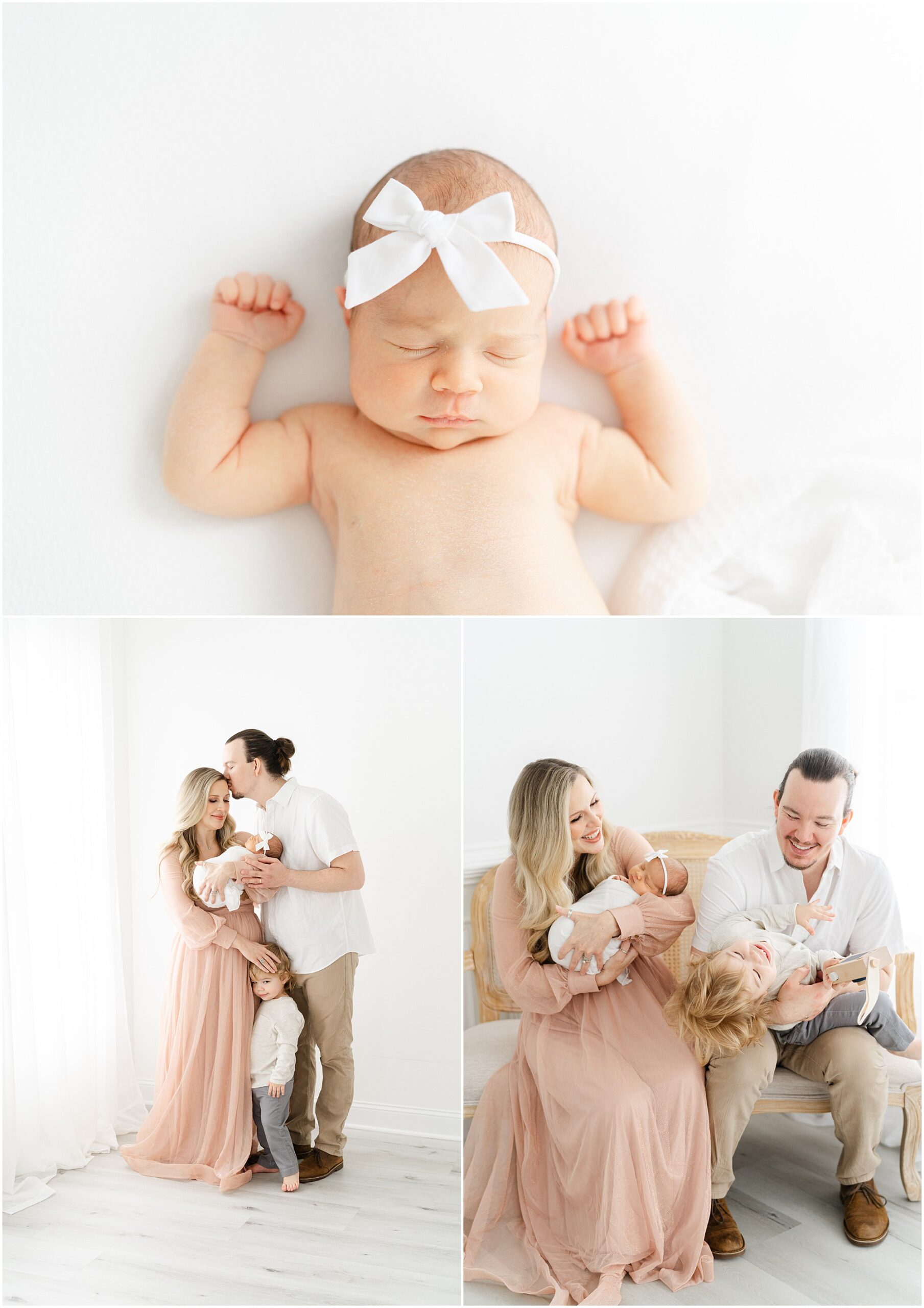 Atlanta studio newborn photography session in a white studio.