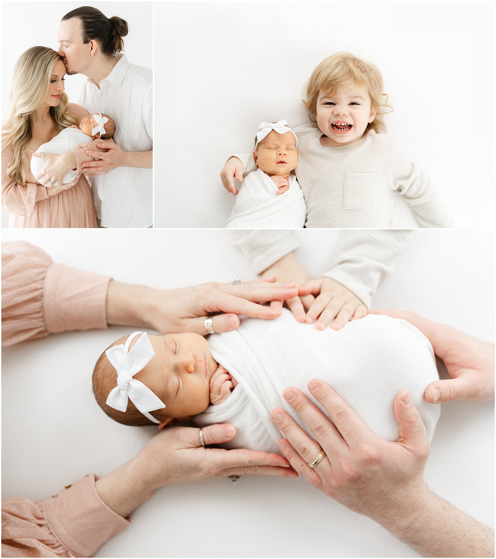 Portraits of a newborn baby girl with her family by Atlanta newborn photographer Lindsey Powell.