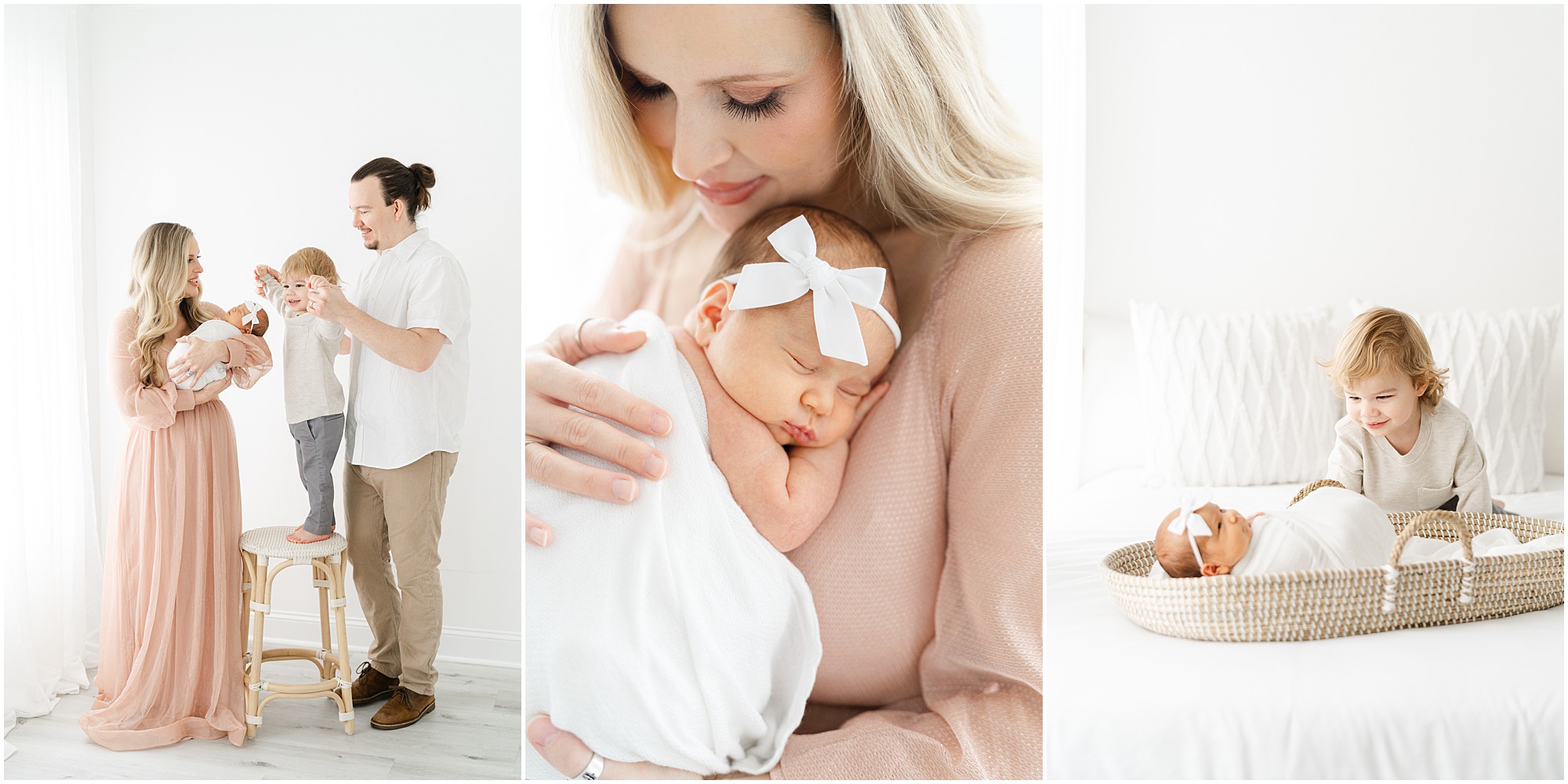 Atlanta studio newborn photography of a newborn girl with her parents and toddler brother